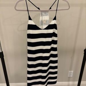 Silk Navy & White Striped J. Crew Dress (Size: 00)